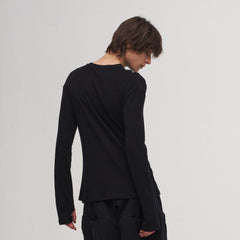 ILNya Nieternite Nifutur Ruffled Mock Neck Thumb Holes Wrinkled Base Layer