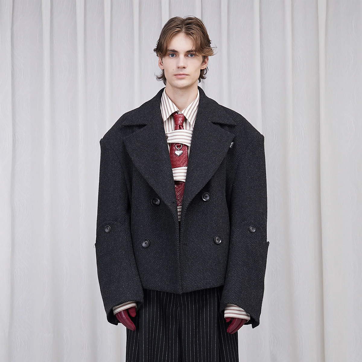 ASSEEN Double-Breast Wool-Blend Oversized Coat