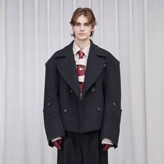 ASSEEN Double-Breast Wool-Blend Oversized Coat