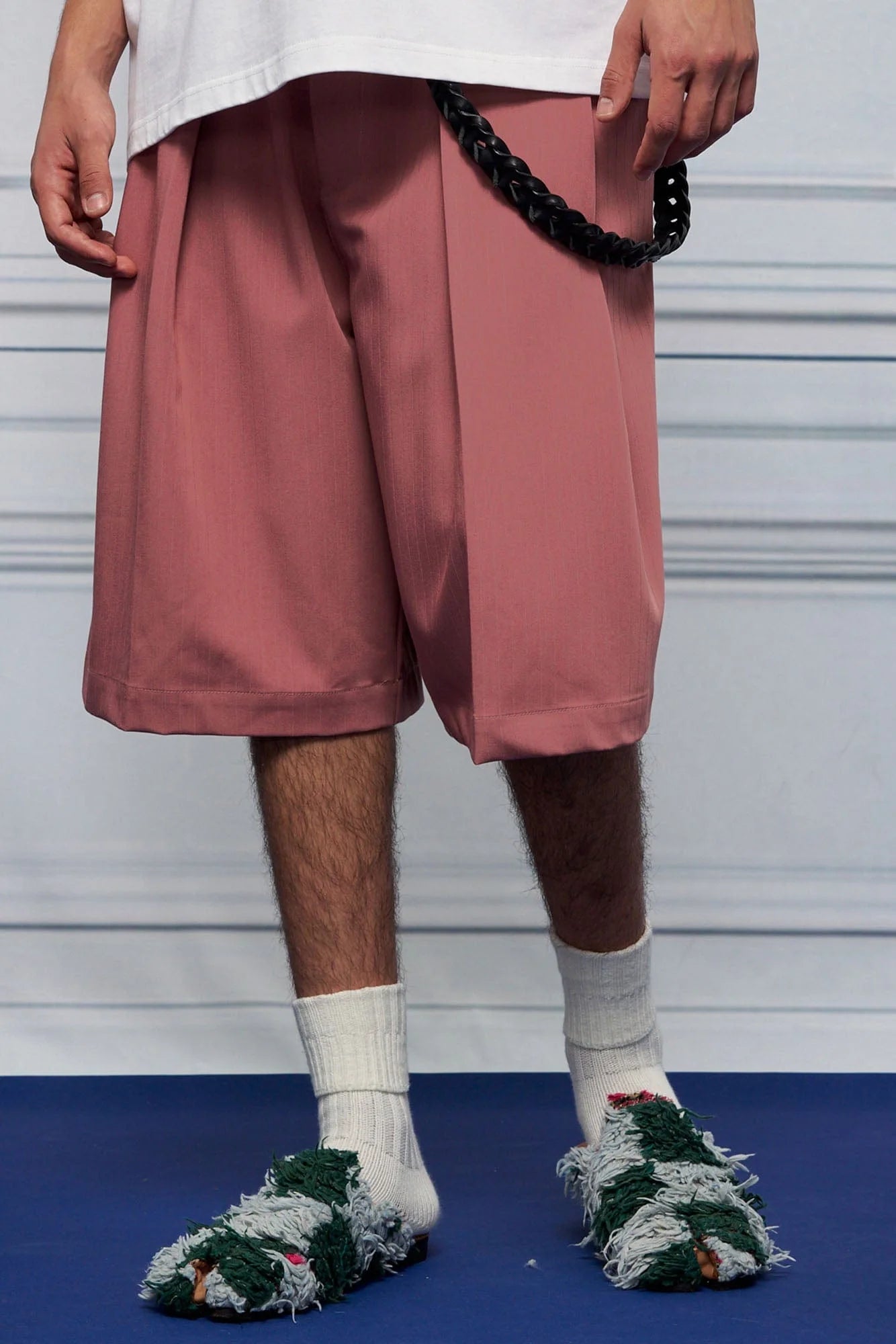 UNLIMITED MOTE Pleated Wide-Leg Drawstring Shorts Rose Pink