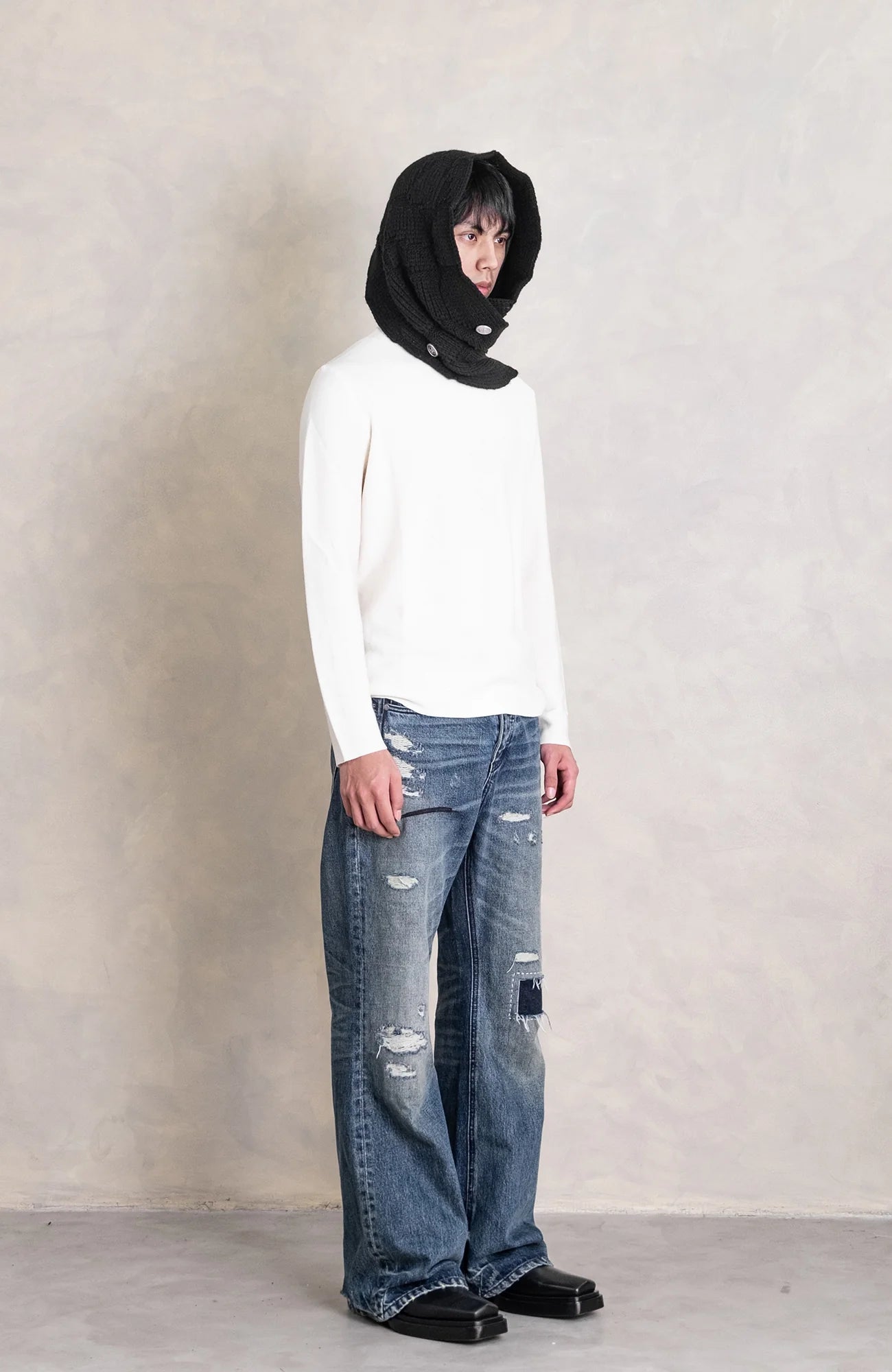 IN EXISTENCE Convertible Coin-Embellished Wool-Blend Scarf