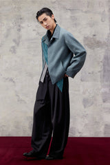 ALVNG AR ANTS Asymmetric Scarf Linen-Blend Jacket