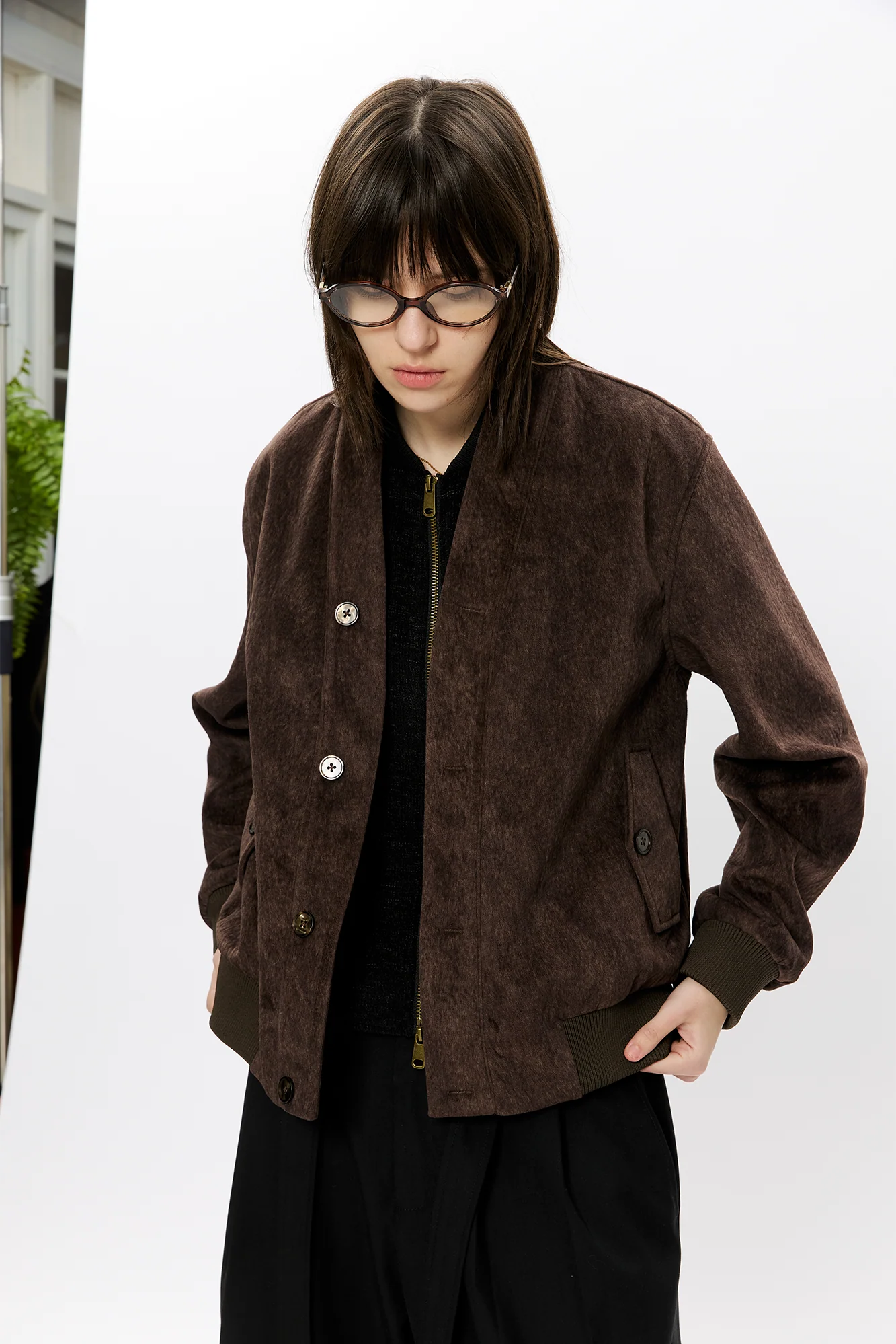 KREATE Faux Layered-Look V-Neck Jacket