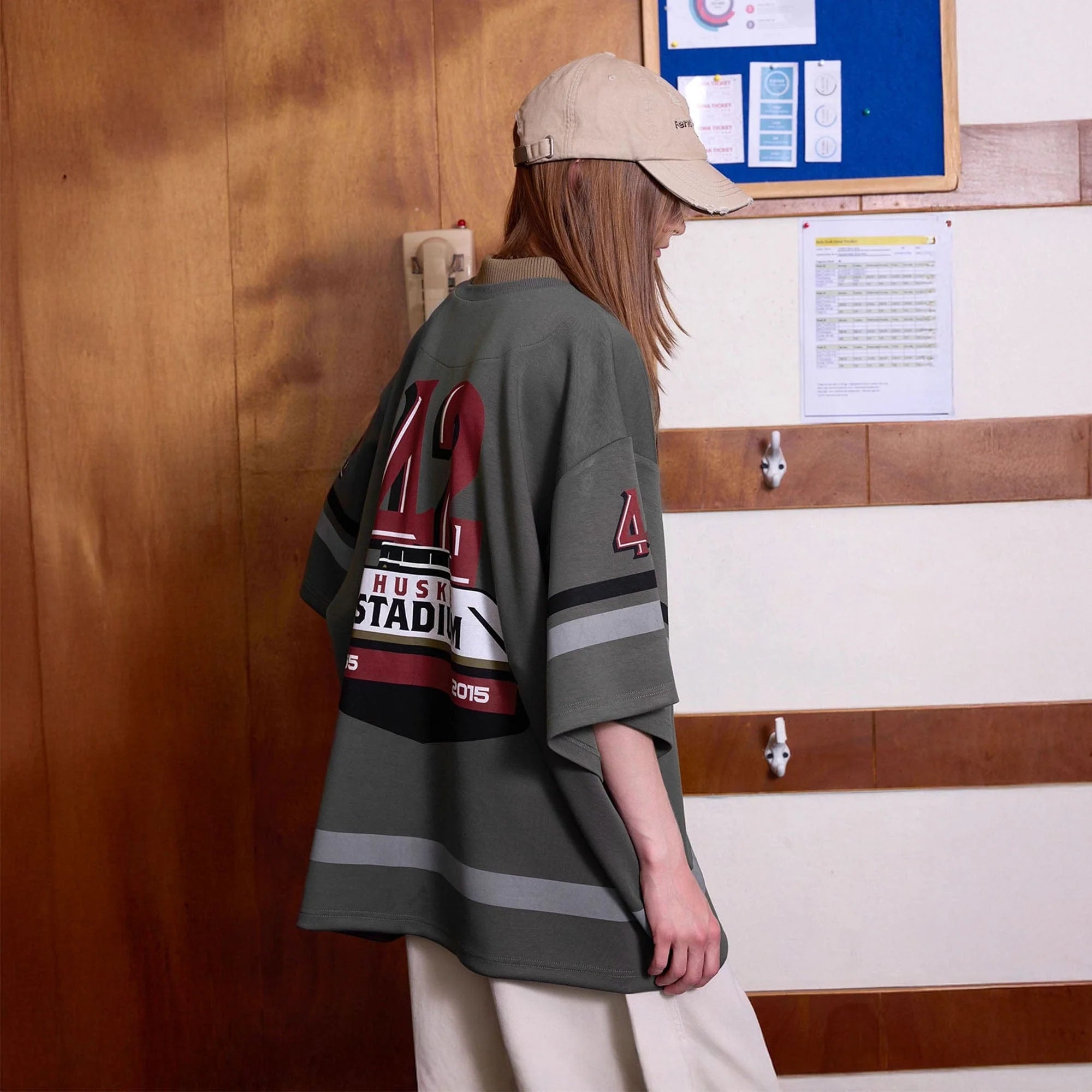 ERROR CODE ROBOT Varsity Layered Collar Oversized Huskie Tee