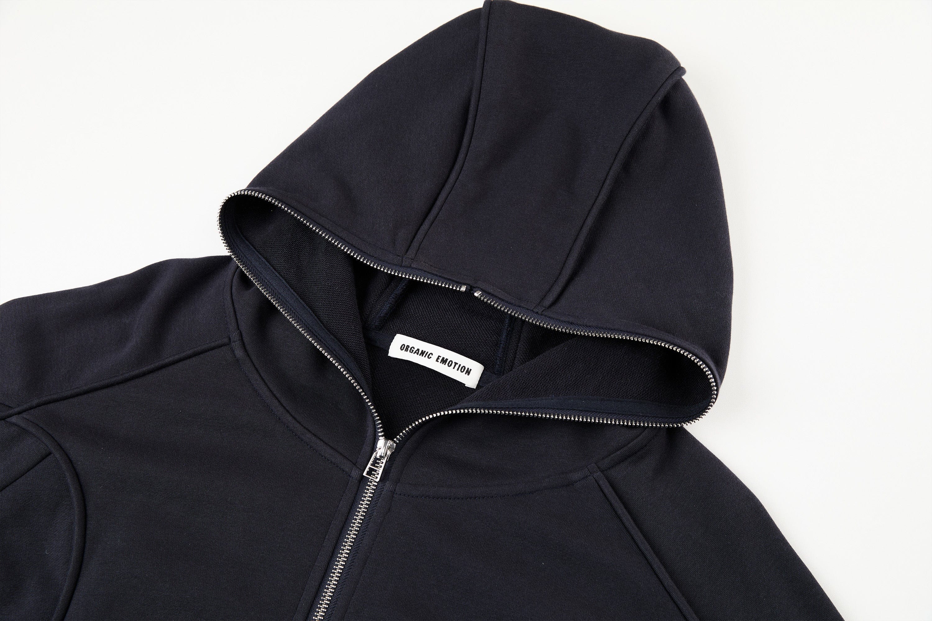 ORGANIC EMOTION Curved Panel Drawstring-Hem Zip-Up Hoodie