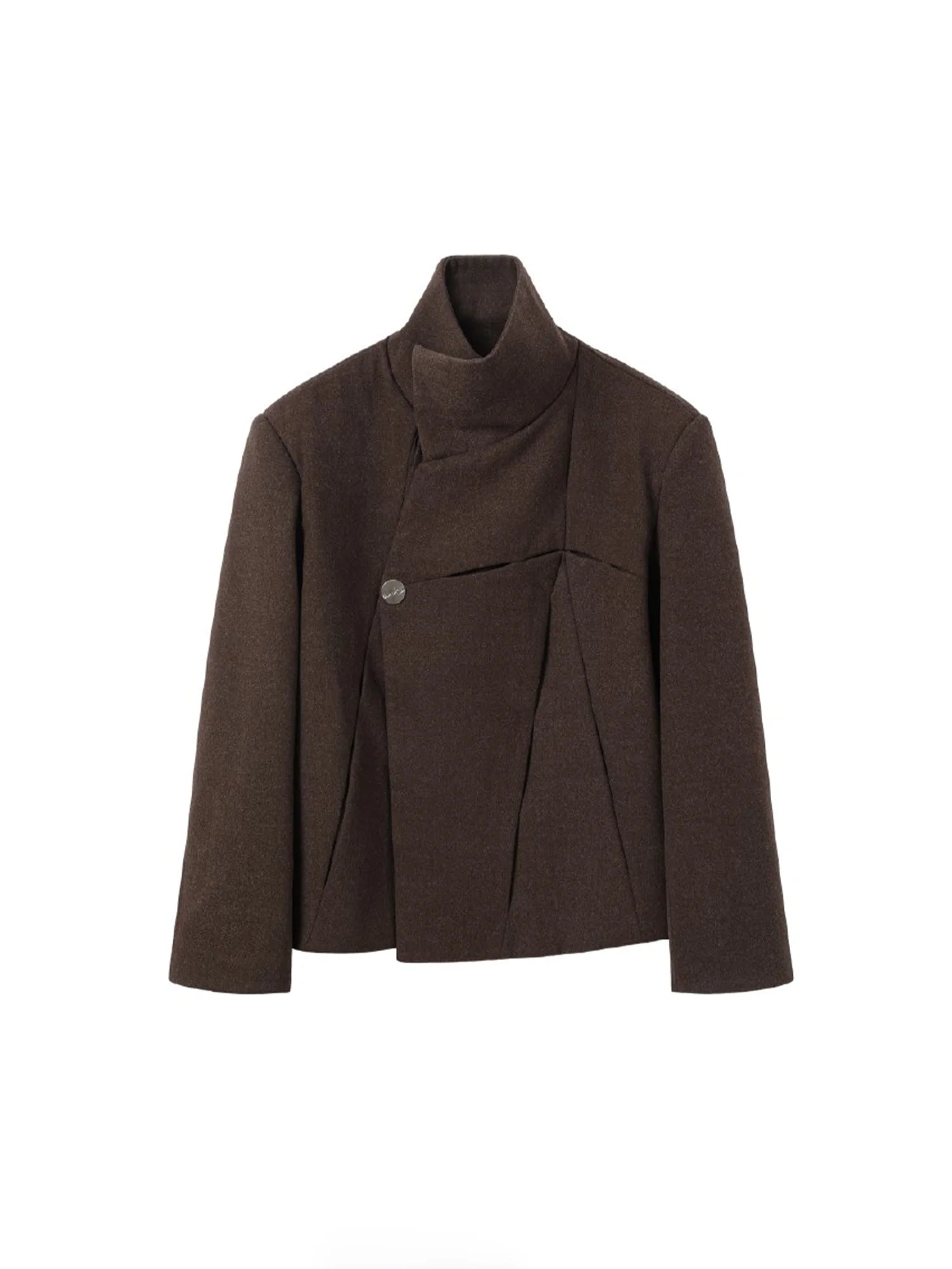 ALVNG AR ANTS Asymmetrical Wool-Blend High-Neck Jacket