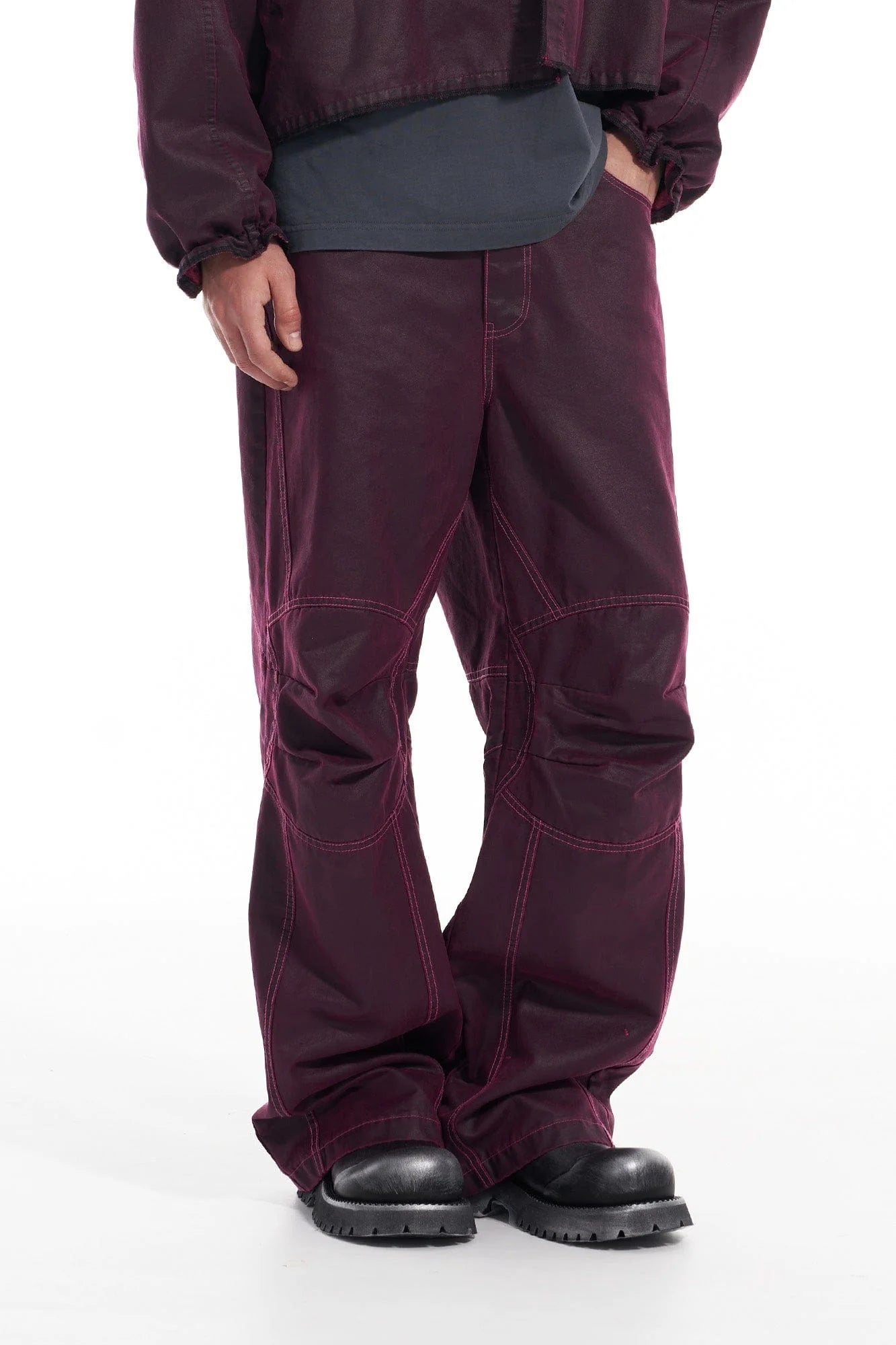 VANN VALRENCE Structured Panel Pleated-Knee Pants
