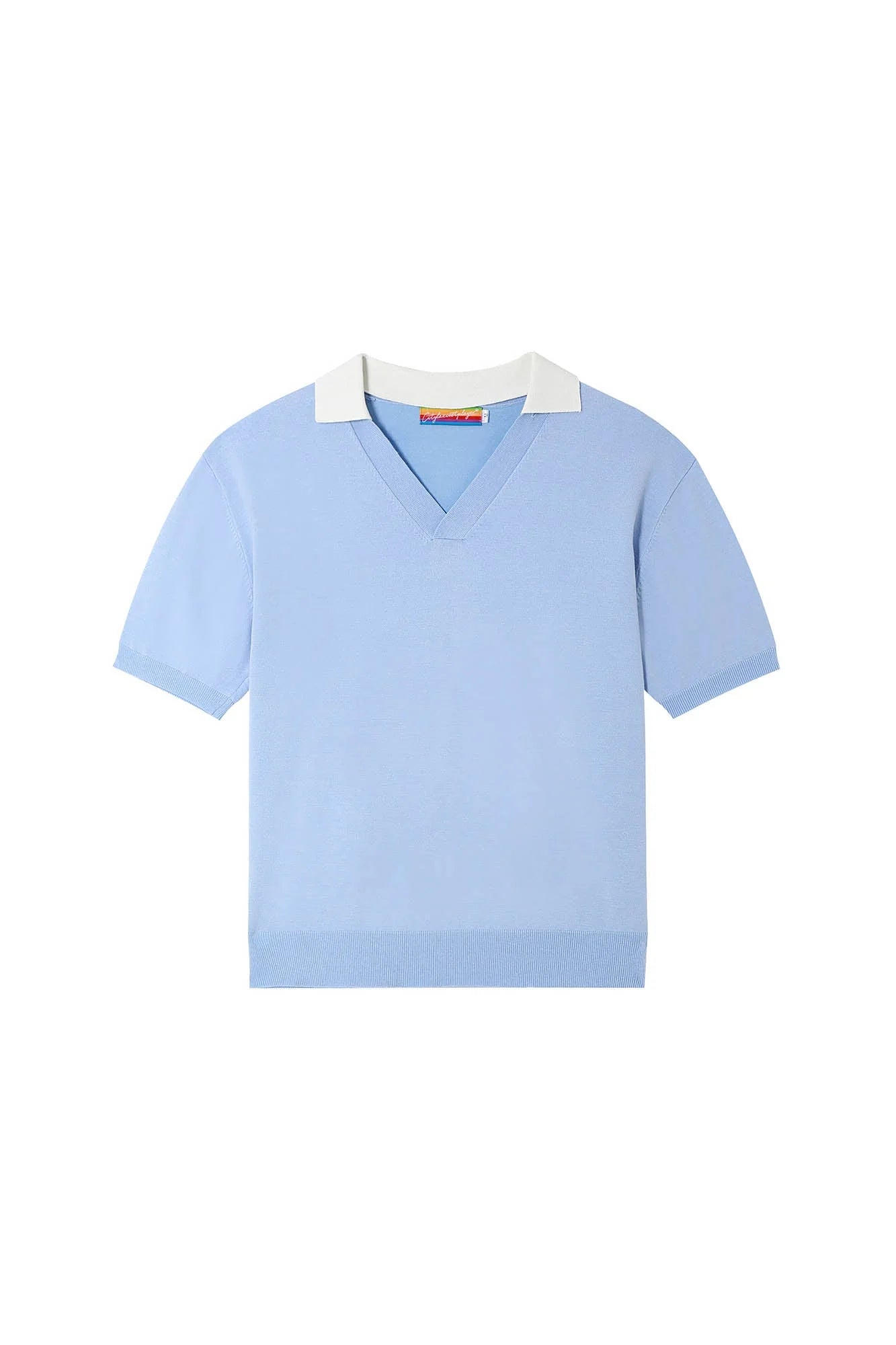CLP V-Neck Detachable Collar Knitted Tee
