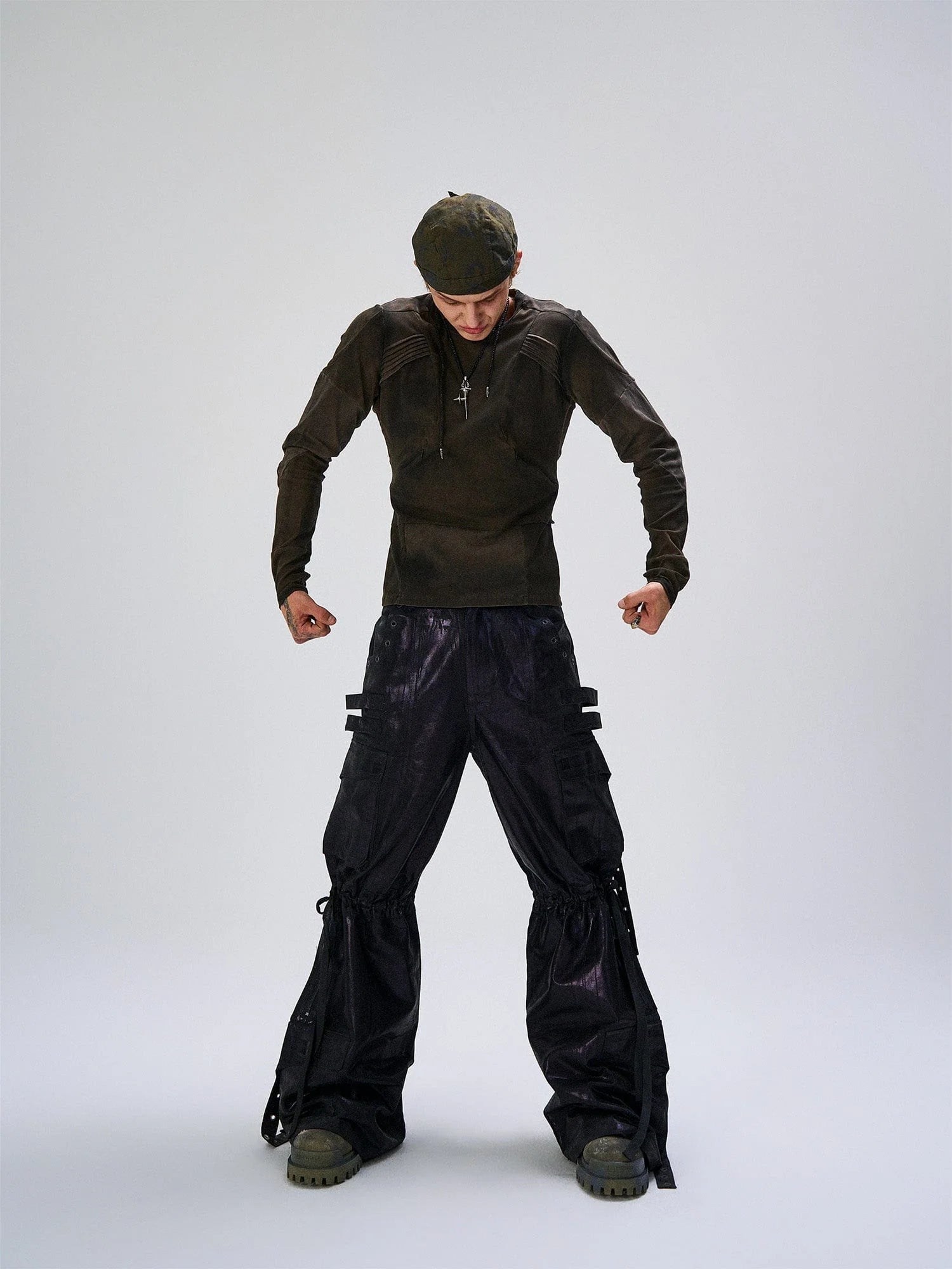 FLYERRER Washed Panelled Slim-Fit Long-Sleeve Tee