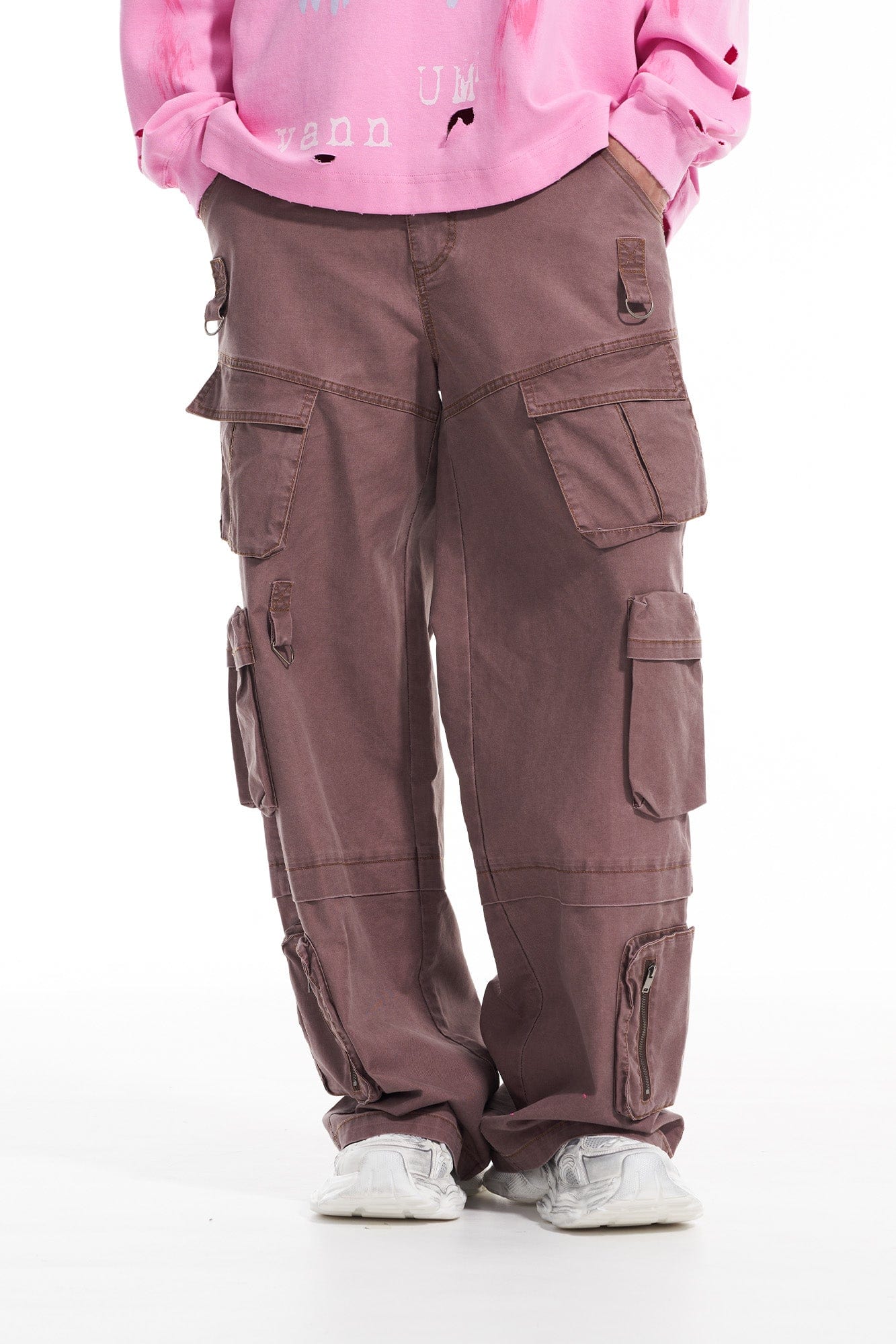 VANN VALRENCE Multi-Pocket Oversized Cotton Cargo Pants