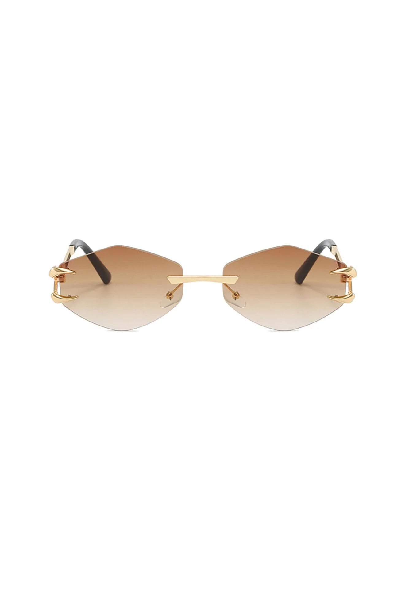 DAMAGE ASIA Claw Temple Gradient Hex Lens Rimless Sunglasses