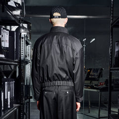 455EMBLE Pinstripe Badge Wool-Blend Blouson Jacket