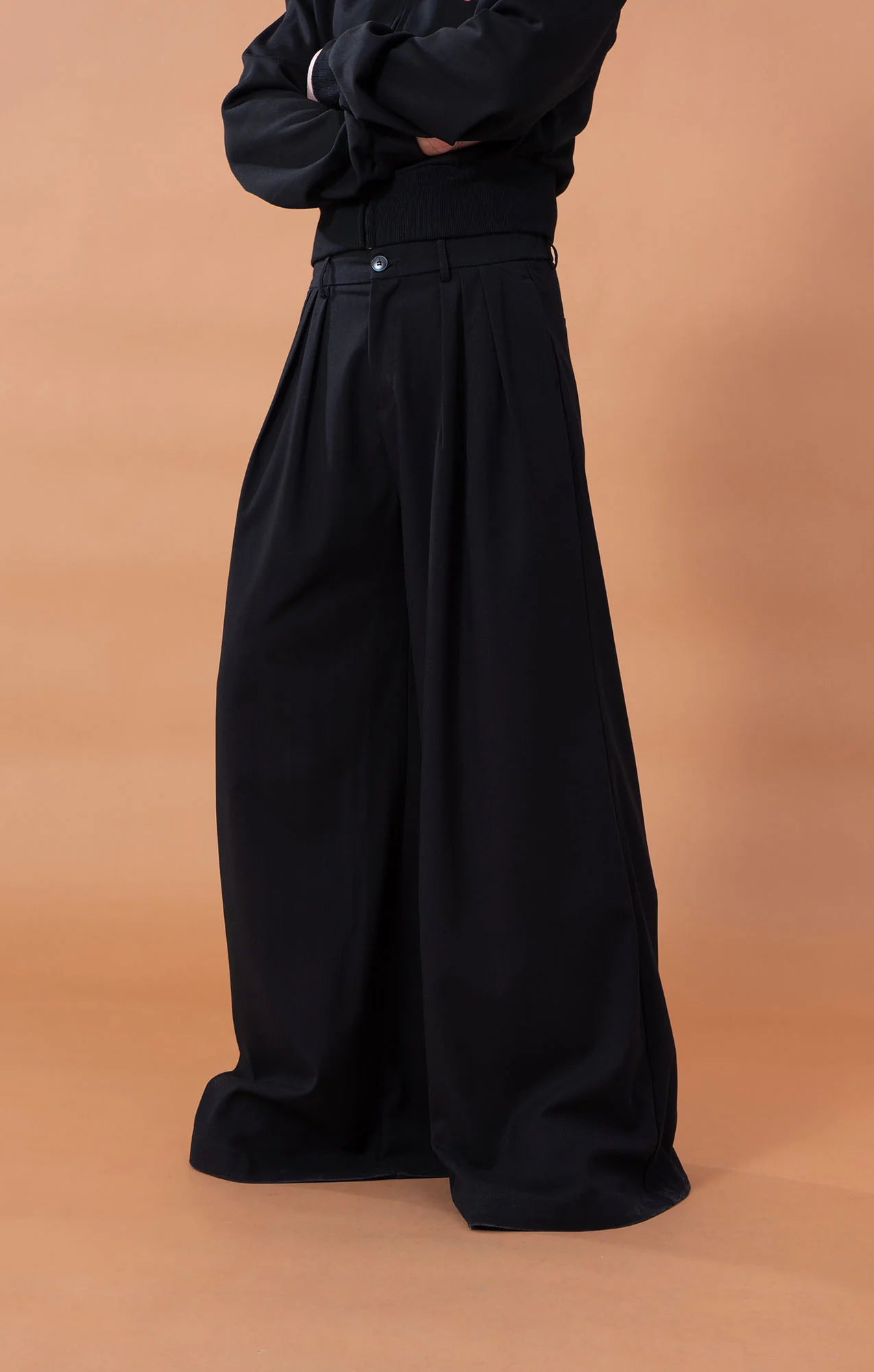 CLP Pleated Draped Wide-Leg Trousers