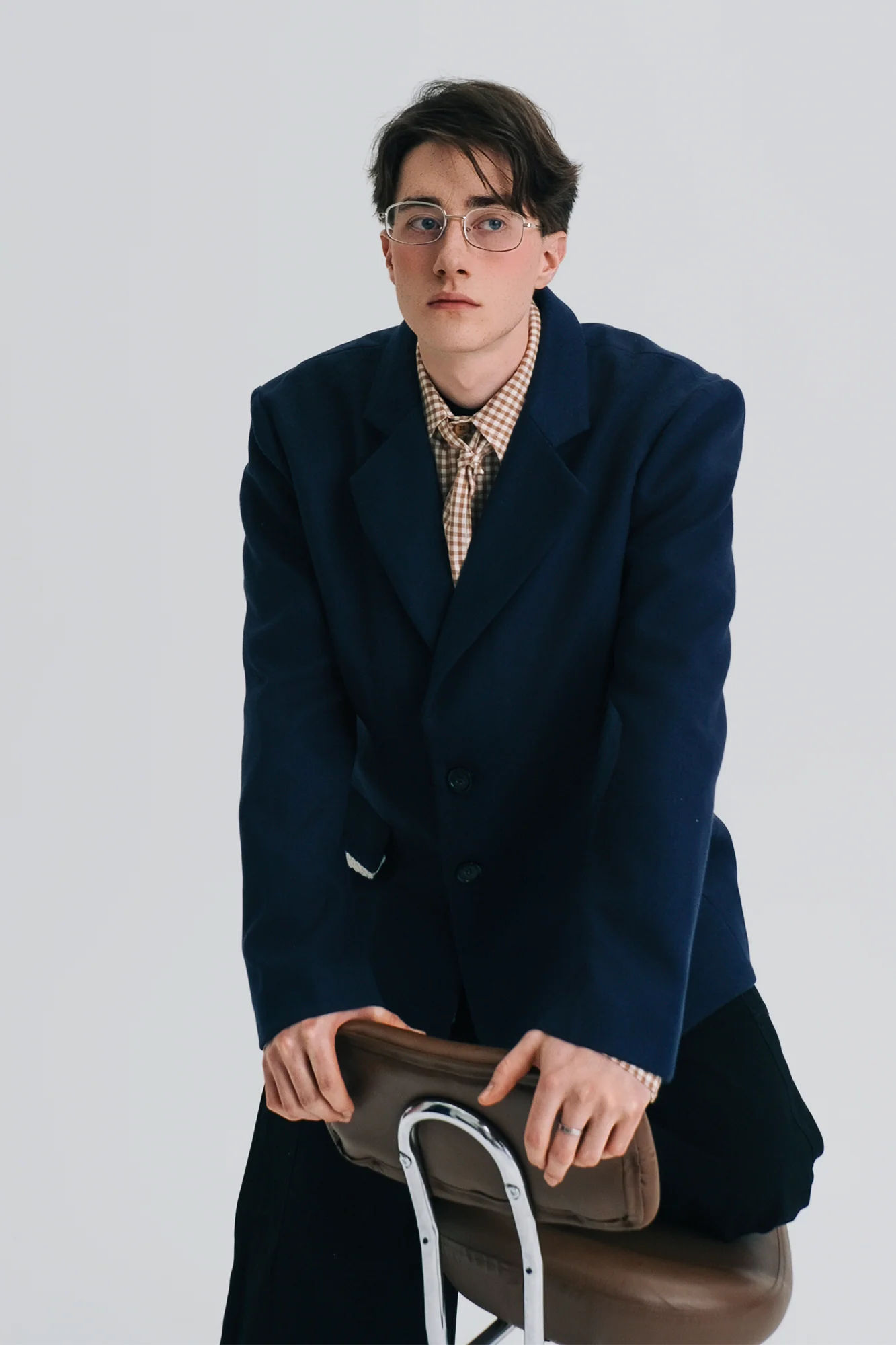 WIID Braid-Trim Flap Pockets Oversized Blazer