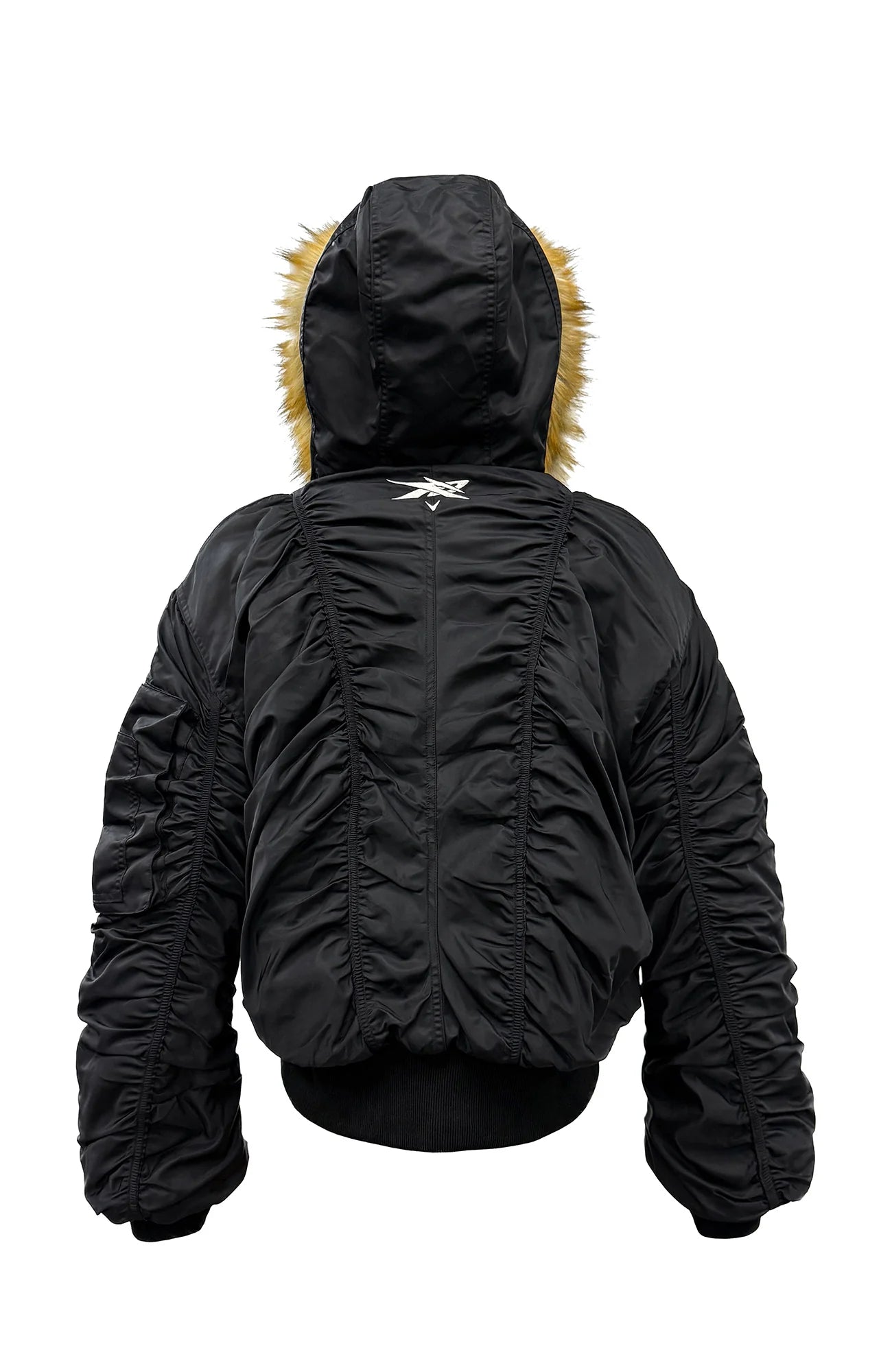 PCCVISION Faux Fur Hooded Cropped Puffer Jacket