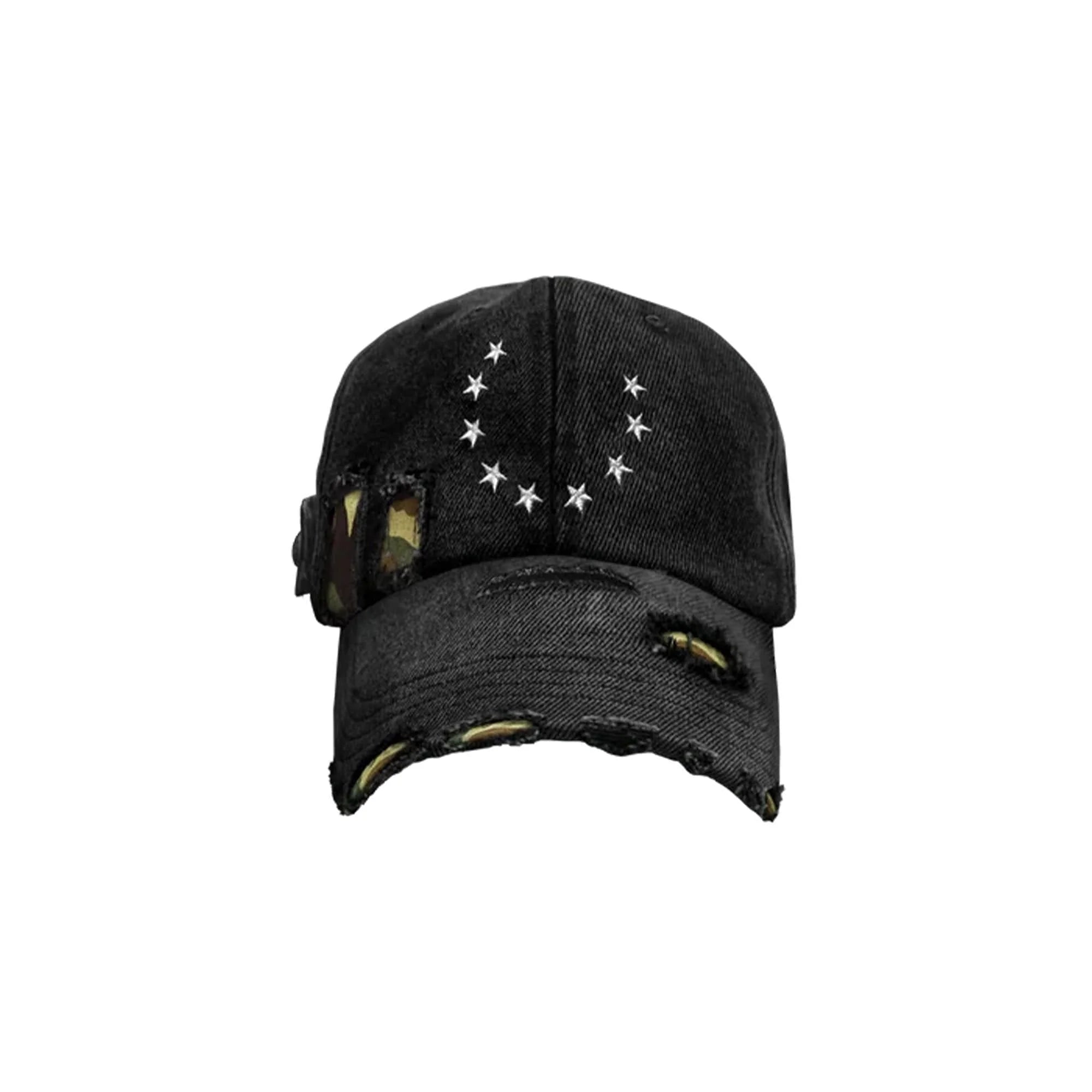 TECNINEGROUP Camo Distressed Panel Star Embroidered Cap