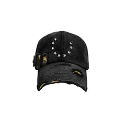 TECNINEGROUP Camo Distressed Panel Star Embroidered Cap