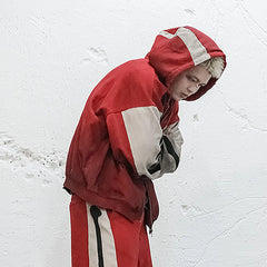 UNDERWATER Skeleton Distressed Contrast Panel Hooded Jacket