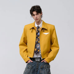 FACEONLAB Cropped Harrington Zip Jacket Yellow