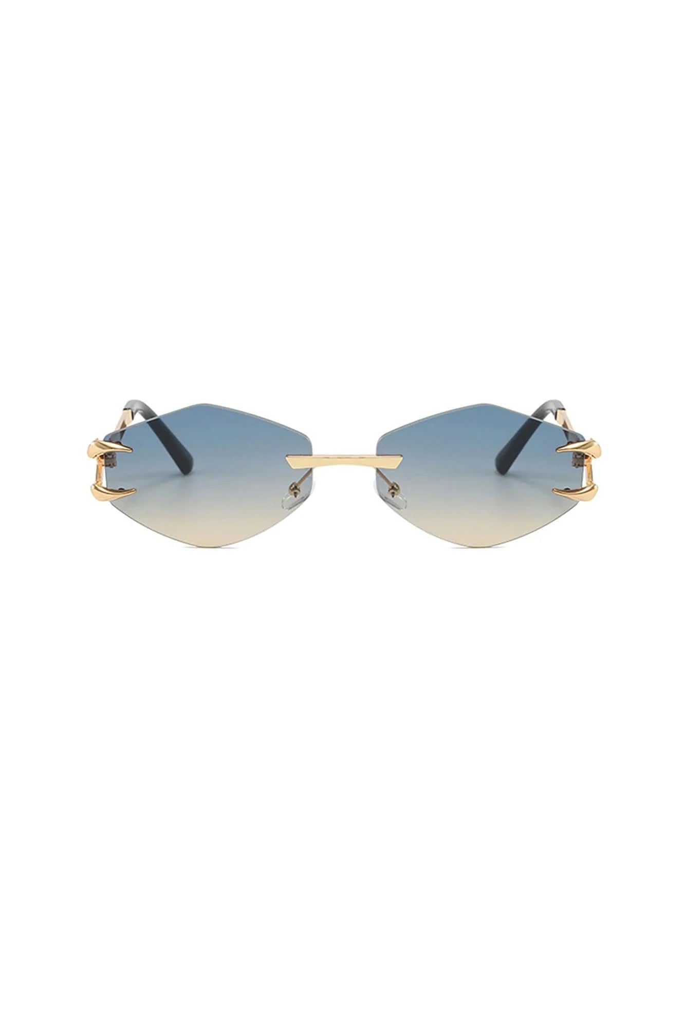 DAMAGE ASIA Claw Temple Gradient Hex Lens Rimless Sunglasses