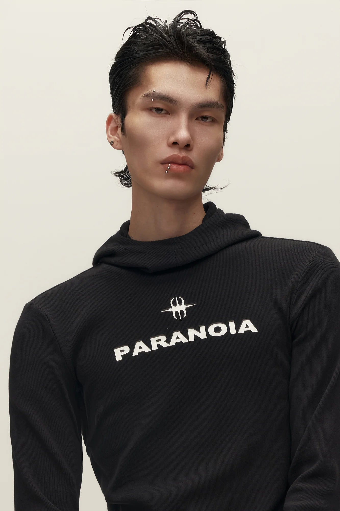SAVAGEGROWTHWORLD Paranoia Graphic Balaclava Slim Hoodie