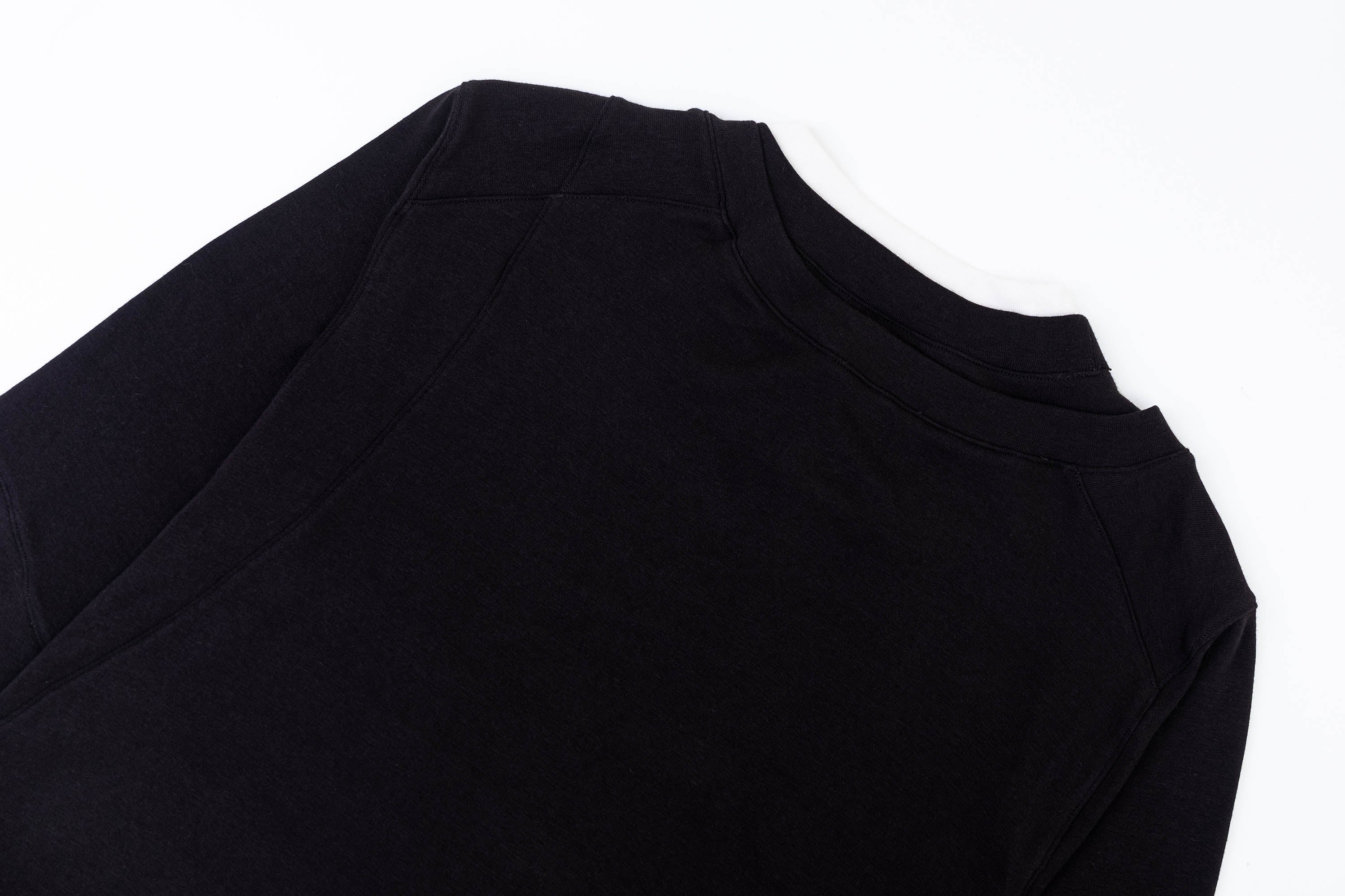 IN EXISTENCE Layered Asymmetrical Neck Embroidered Long-Sleeve Tee