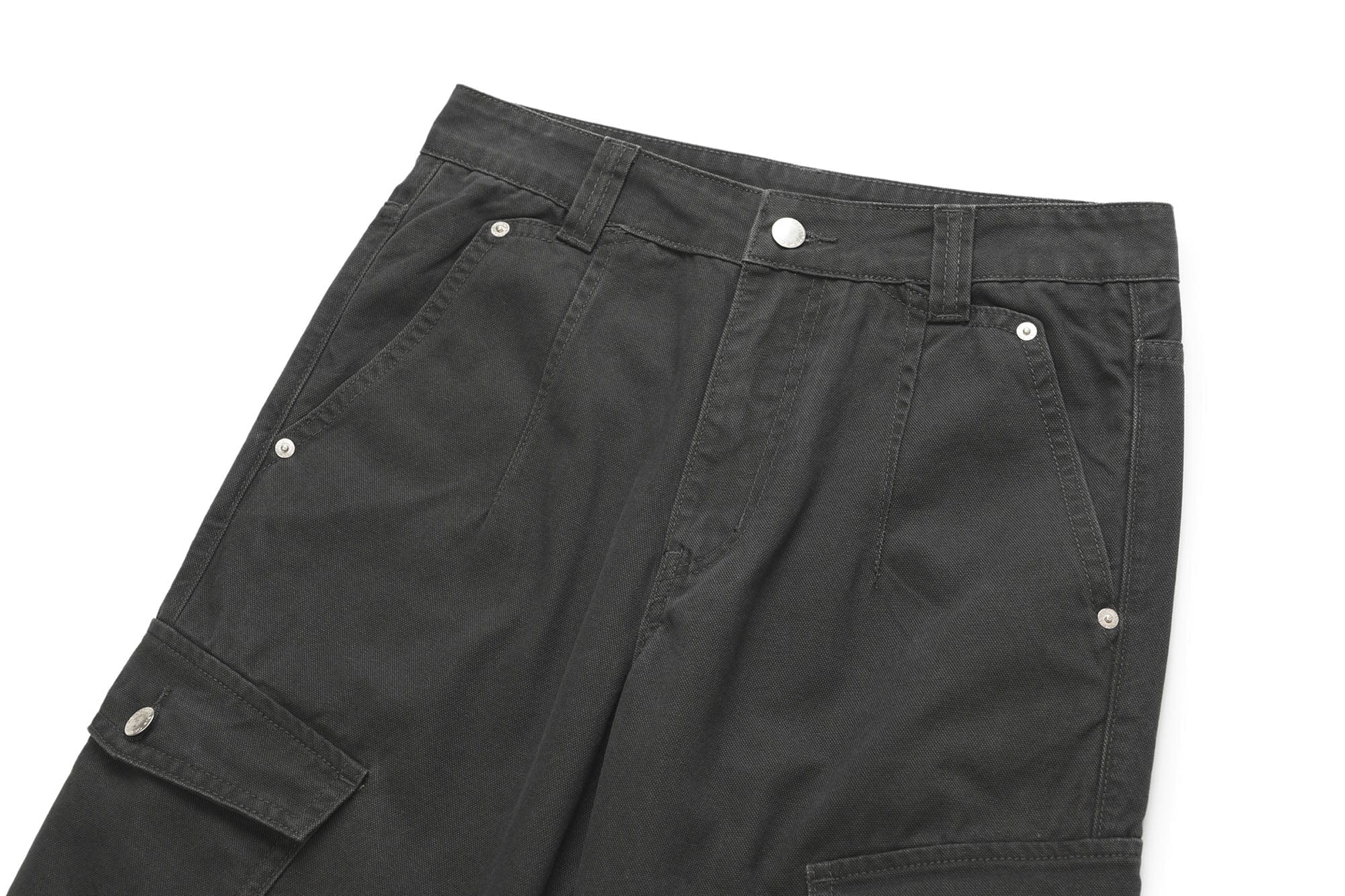 OKAYTHXBYE Washed Button Flap-Pocket Cargo Pants