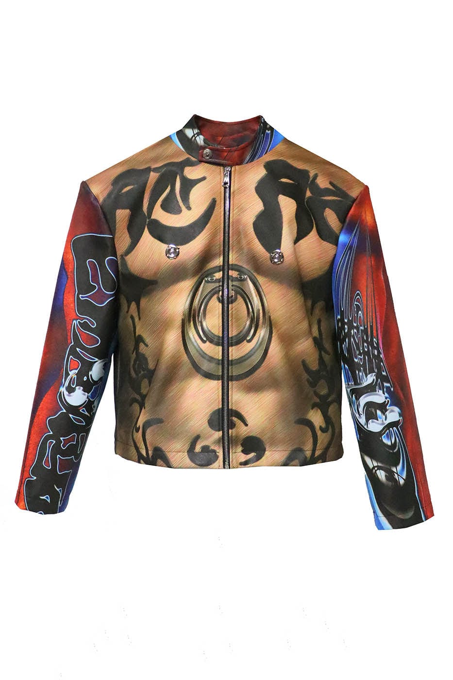 EMBRYO Cyber Totemic Muscle Faux Leather Jacket