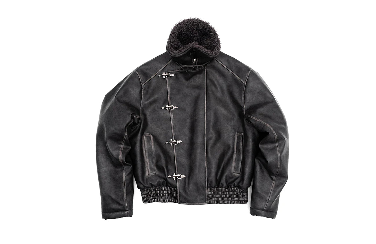 IN EXISTENCE Asymmetric Placket Washed Moto Jacket