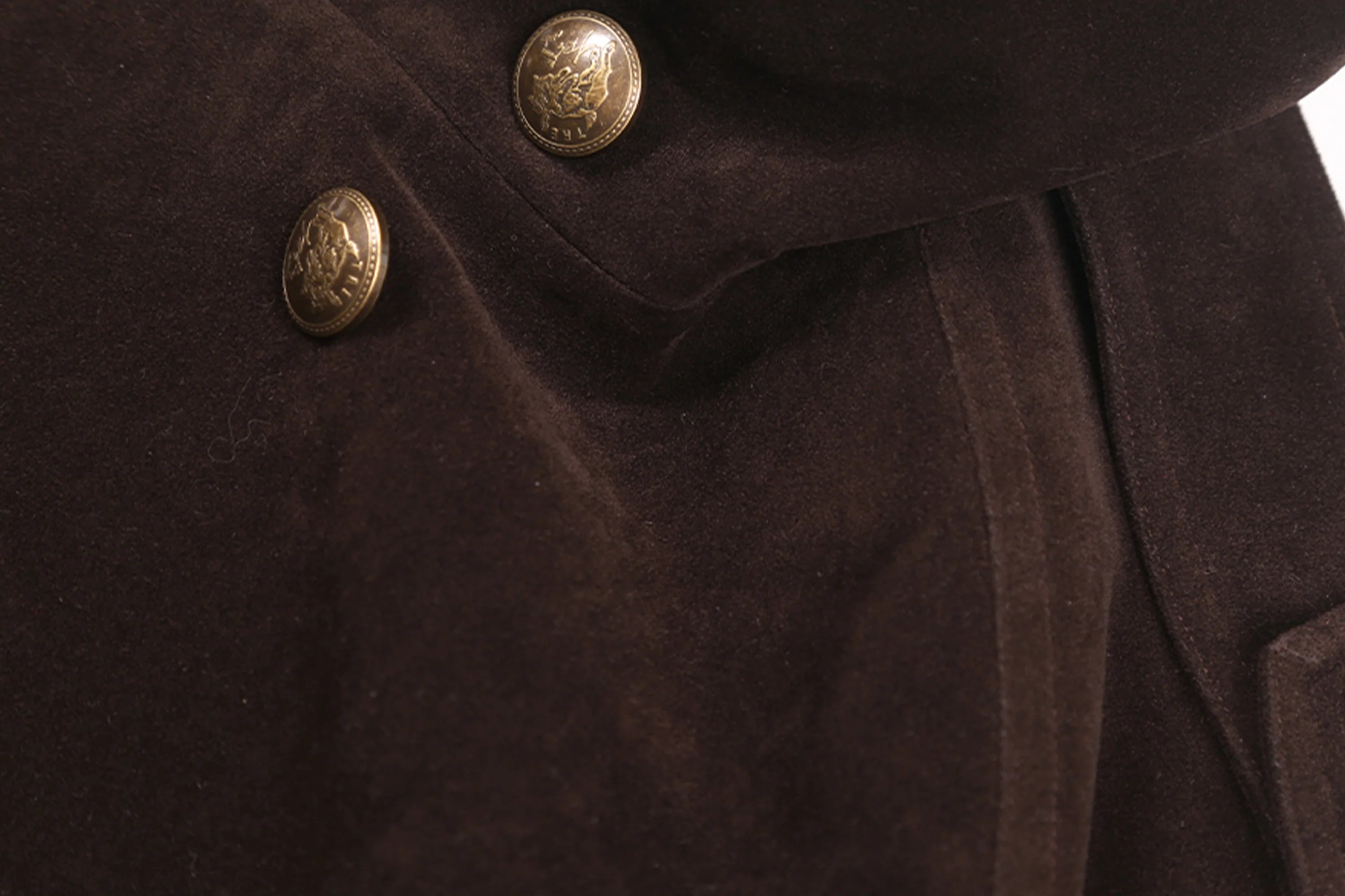 TRECLUB Velvet Double-Breasted Short Trench Jacket