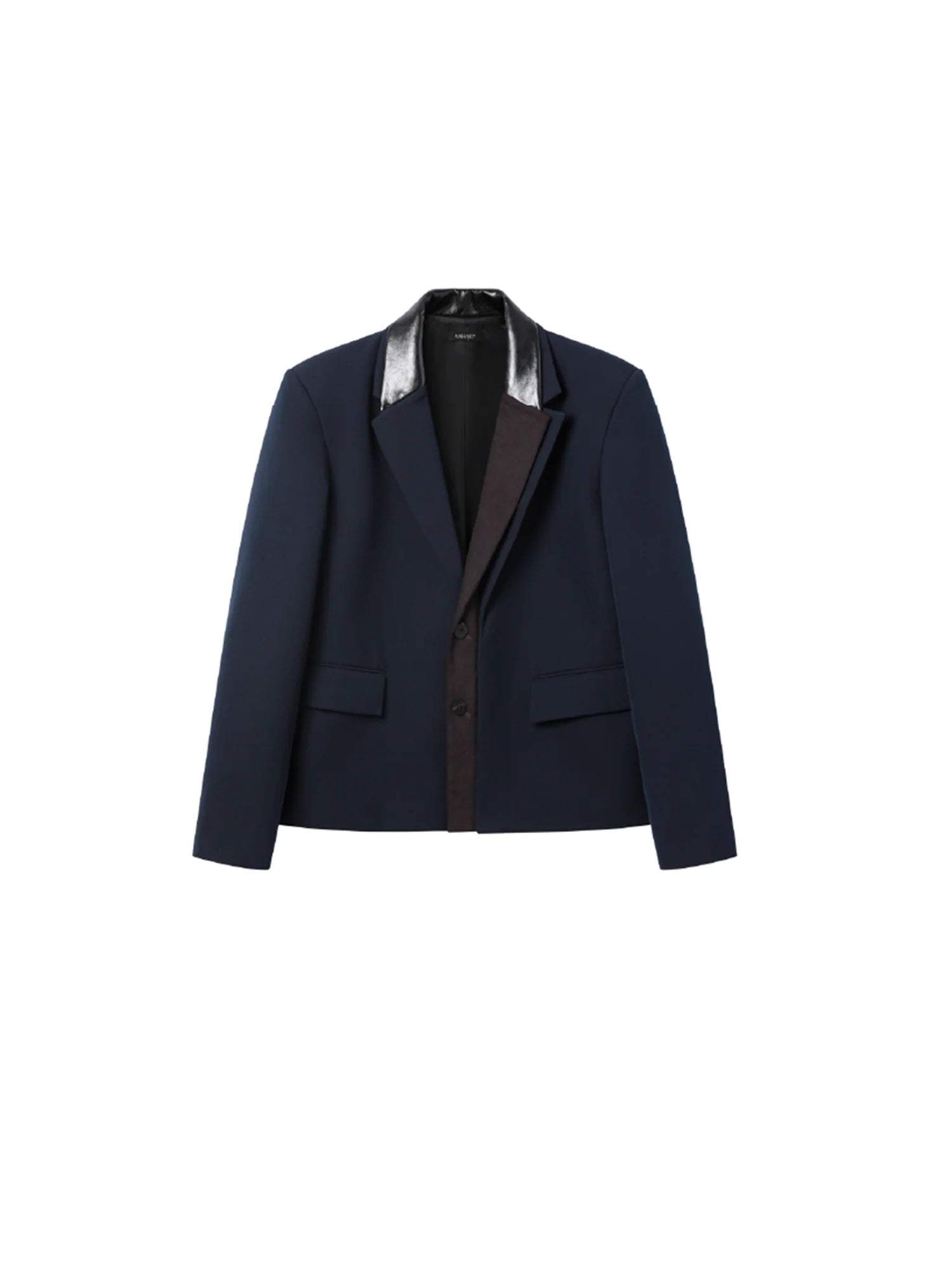ALVNG AR ANTS Contrast PU-Panel Layered-Placket Blazer