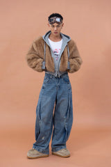 CLP Faux Fur Cropped Hooded Jacket