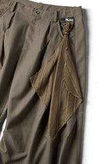 RELABEL Pinstriped Detachable-Scarf Oversized Pants Brown