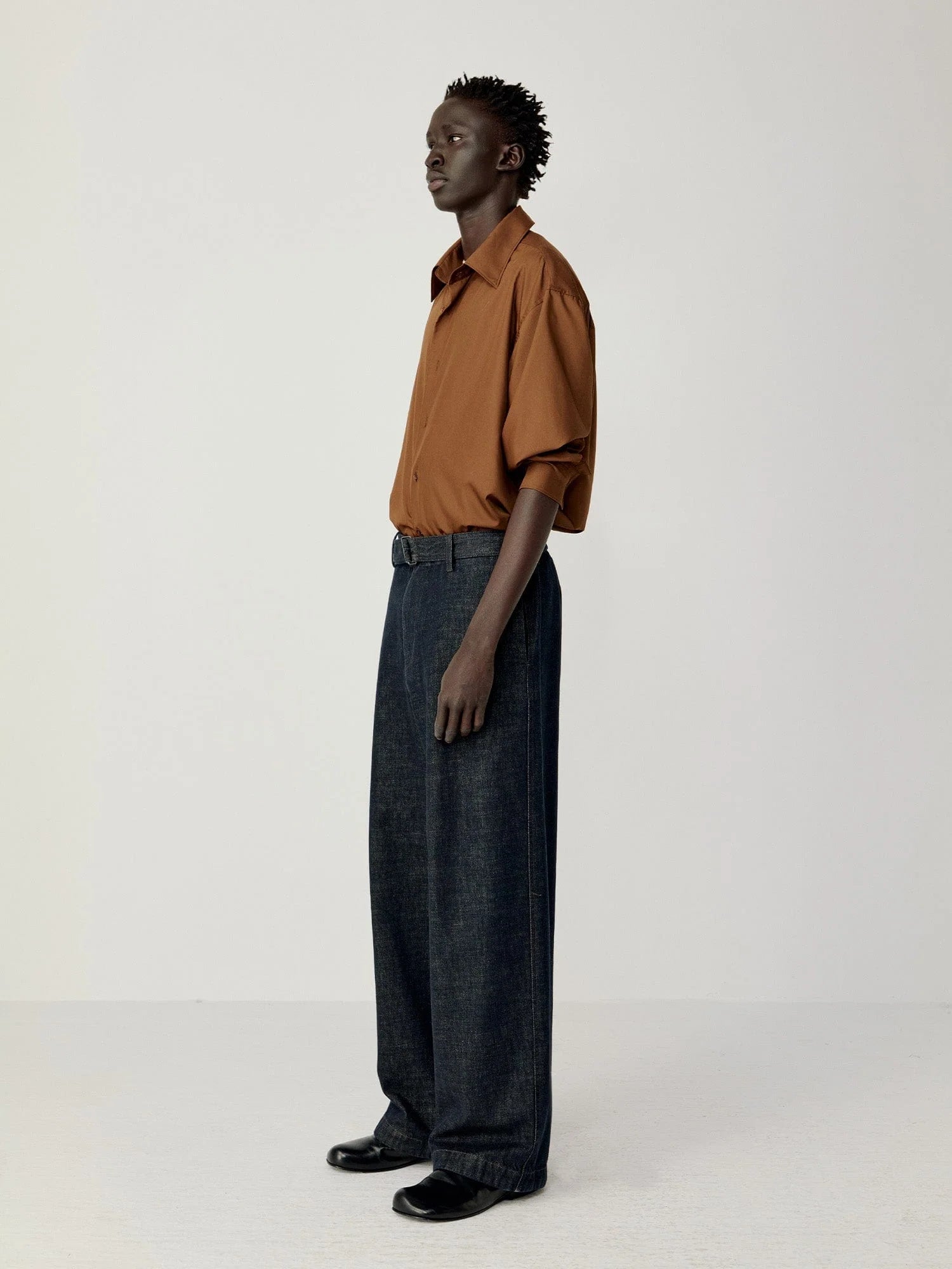 OPICLOTH Essential Washed Belted Wide-Leg Jeans
