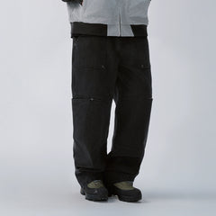 F2CE Washed Panel Multi-Pocket Straight-Leg Jeans