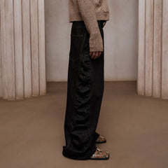 DND4DES Asym Button-Fly Ruched Baggy Jeans