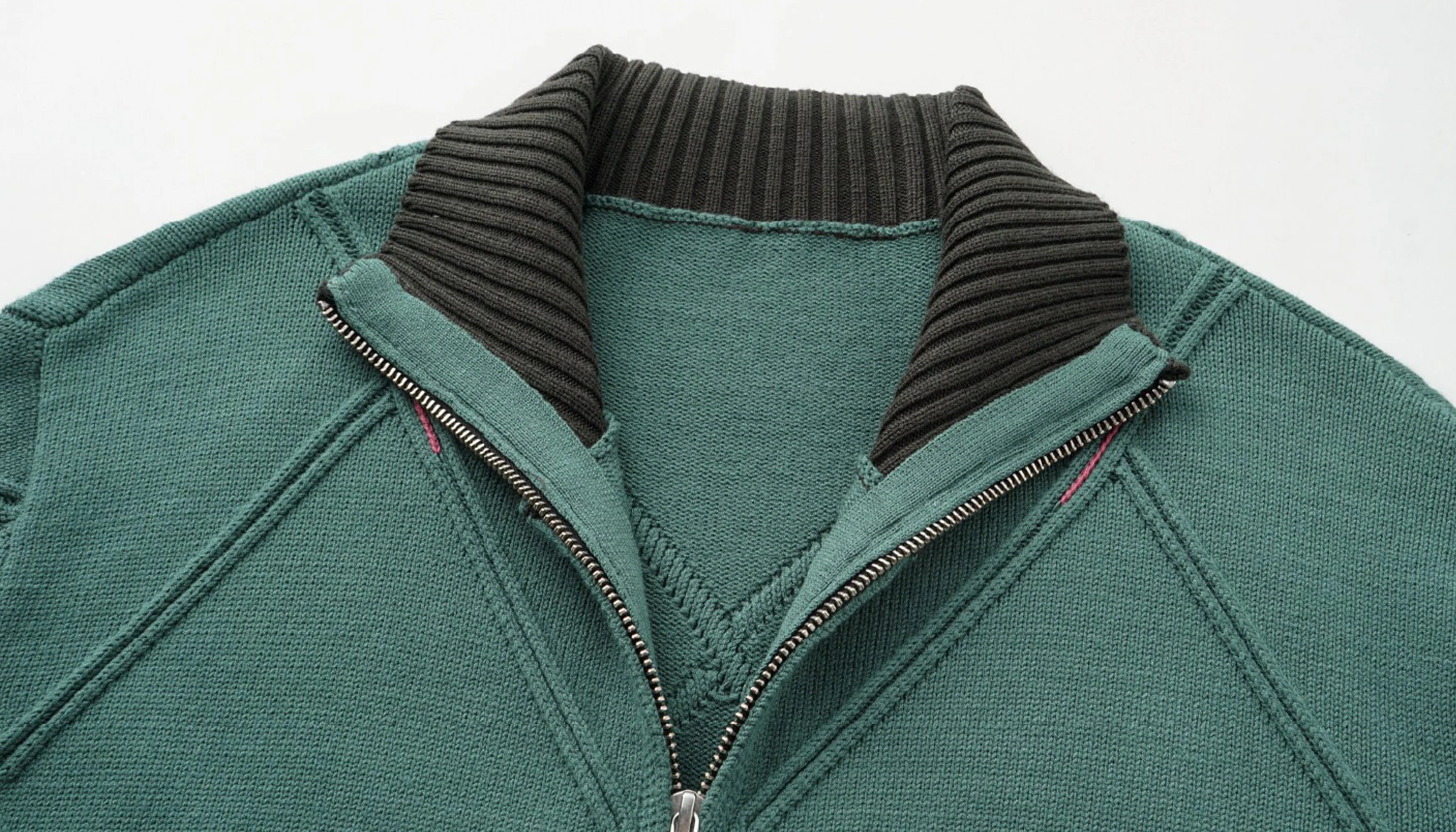 ALVNG AR ANTS Geometric Stitch Zip-Up Sweater