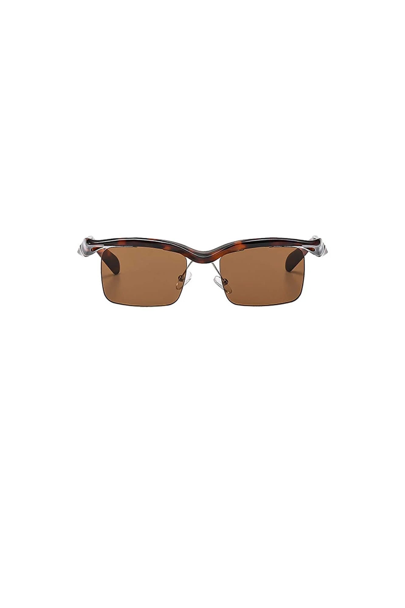 DAMAGE ASIA Streamline Arms Half-Rim Tint Sunglasses