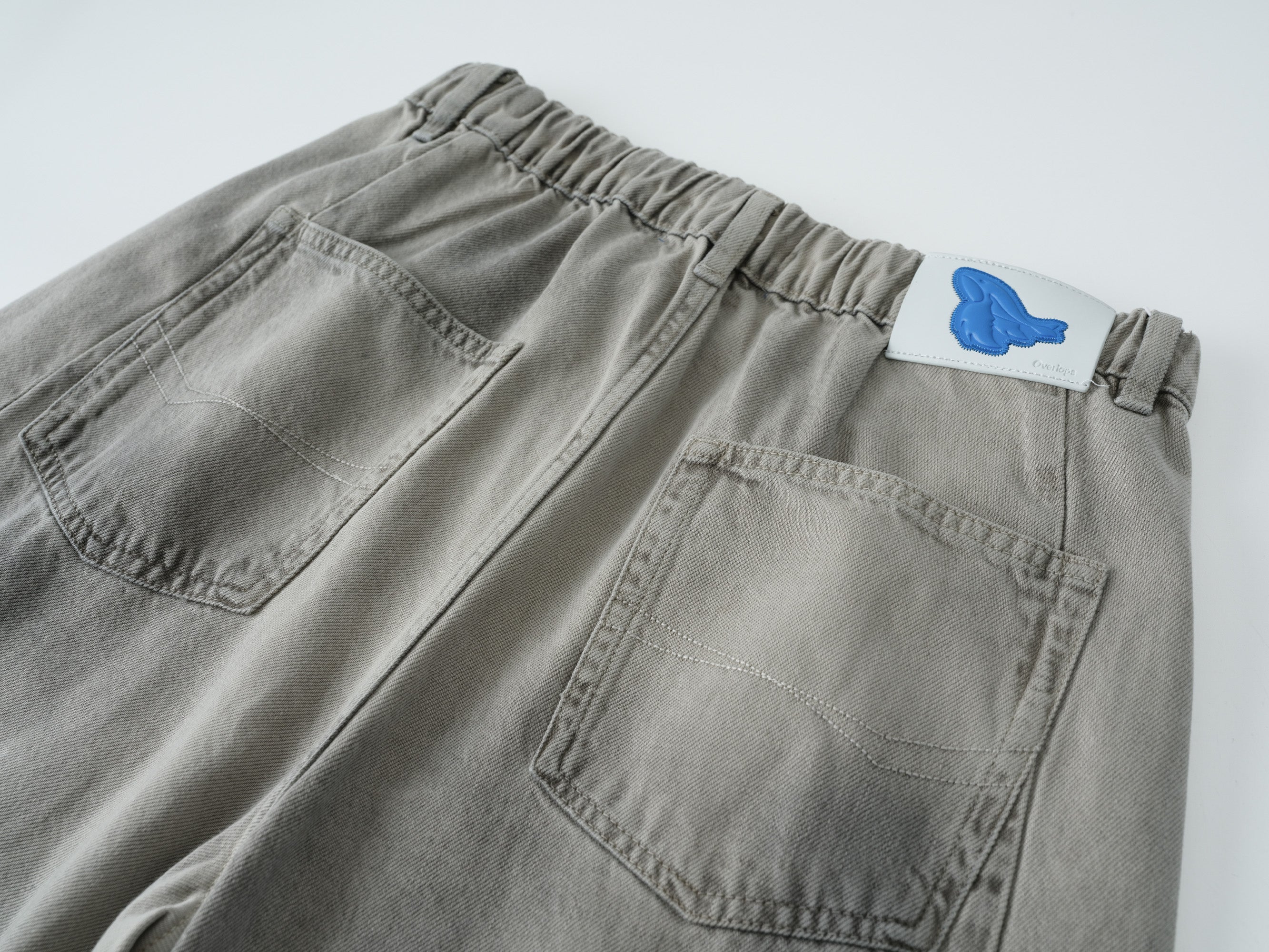 OVERLAPS Washed Drawstring Wide-Leg Jeans