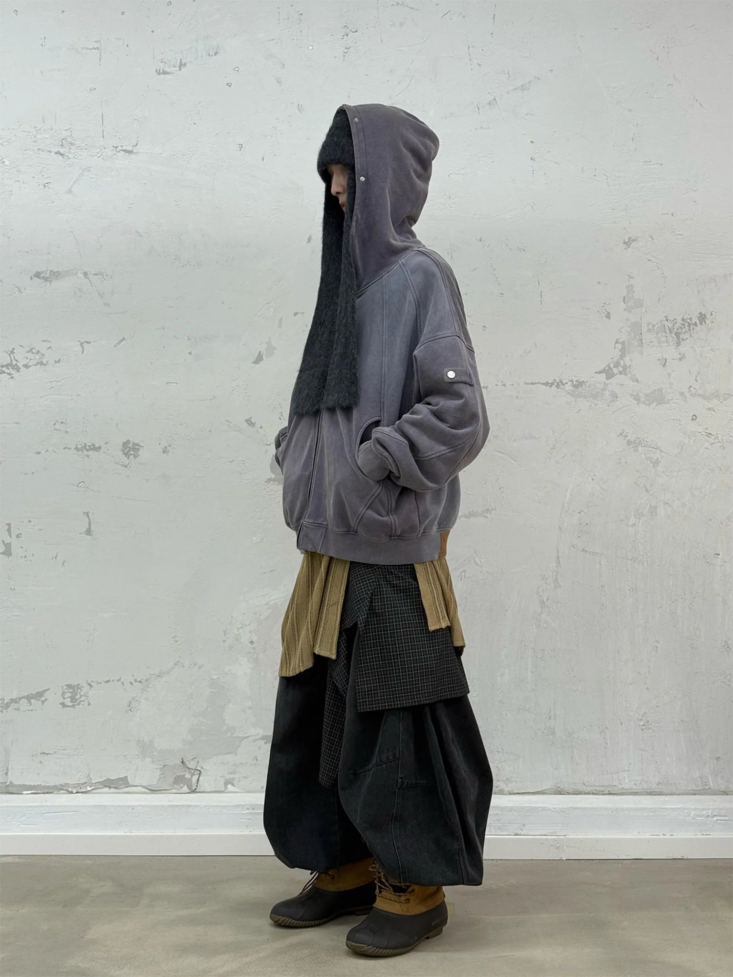 RELABEL Gradient Washed Panel Hooded Jacket Purple