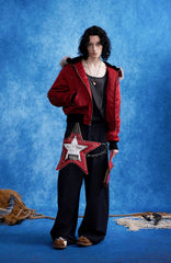 OIPWORD Studded Convertible Hood Nylon Puffer Jacket