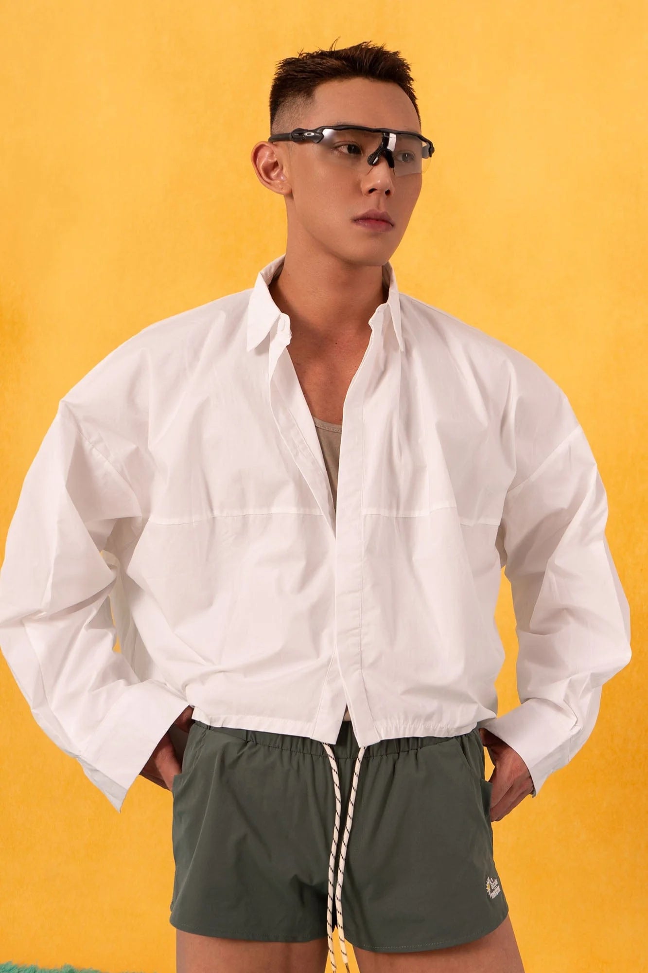 CLP Cropped Drawcord Hem Panel Shirt