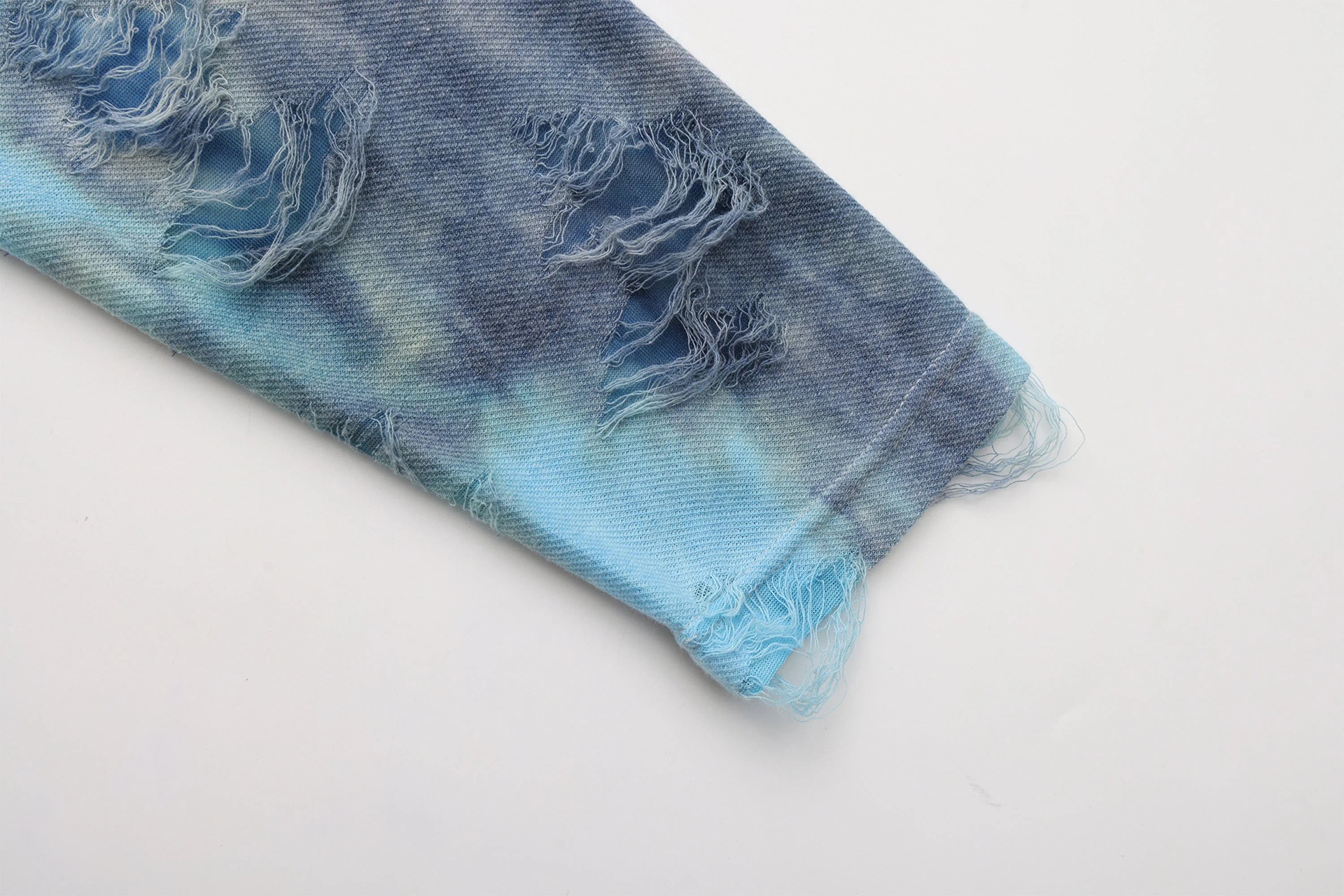 VANN VALRENCE Distressed Gradient Tie-Dye Long-Sleeve Tee