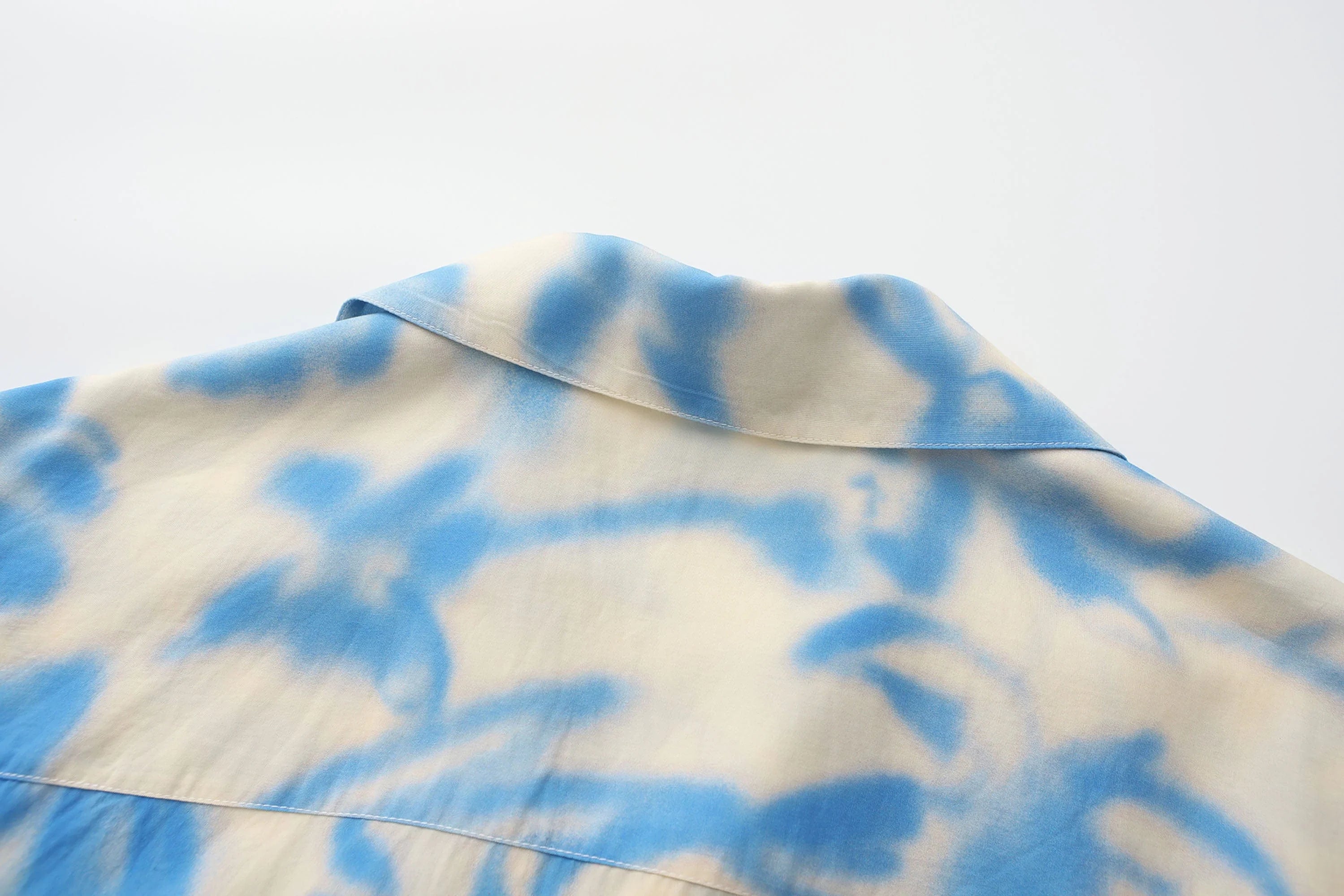 ORAL UTOPIA Airbrushed Floral Tencel Cuban Half Shirt
