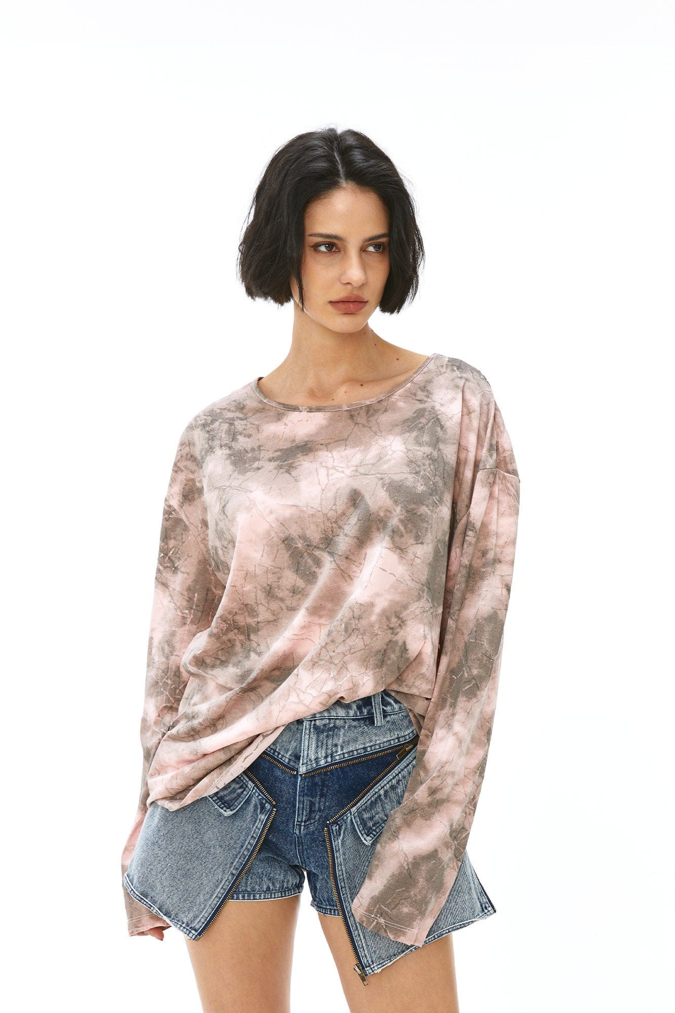 VANN VALRENCE Distressed Tie-Dye Oversized T-Shirt