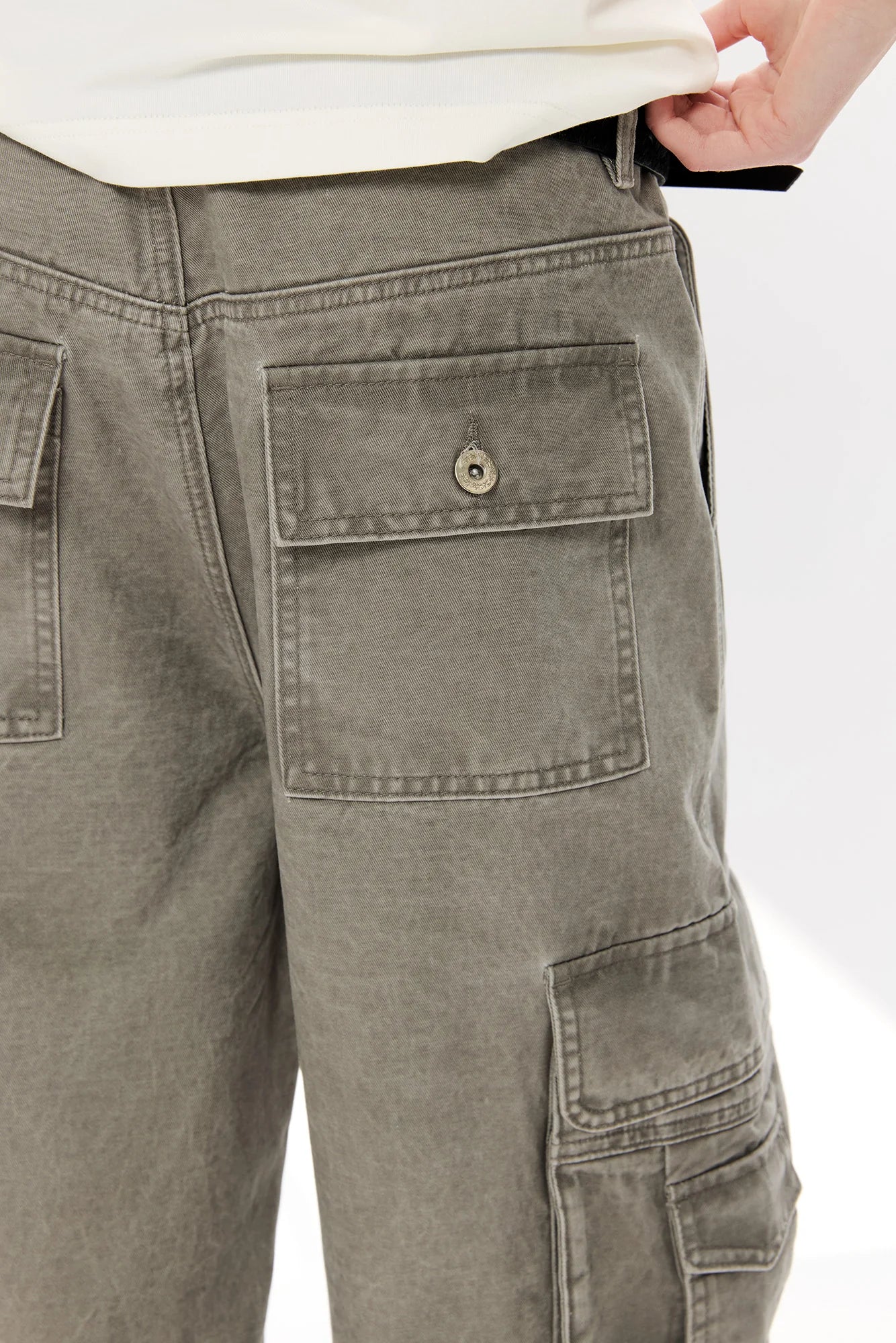 KREATE Washed Pleated Cargo Pants