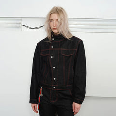 KREATE Asymmetrical Stand Collar Snap Jacket