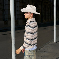 STEEPC Stripe Faux-Layered Polo Sweater