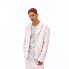 VANN VALRENCE Washed Beaded Frayed Denim Jacket