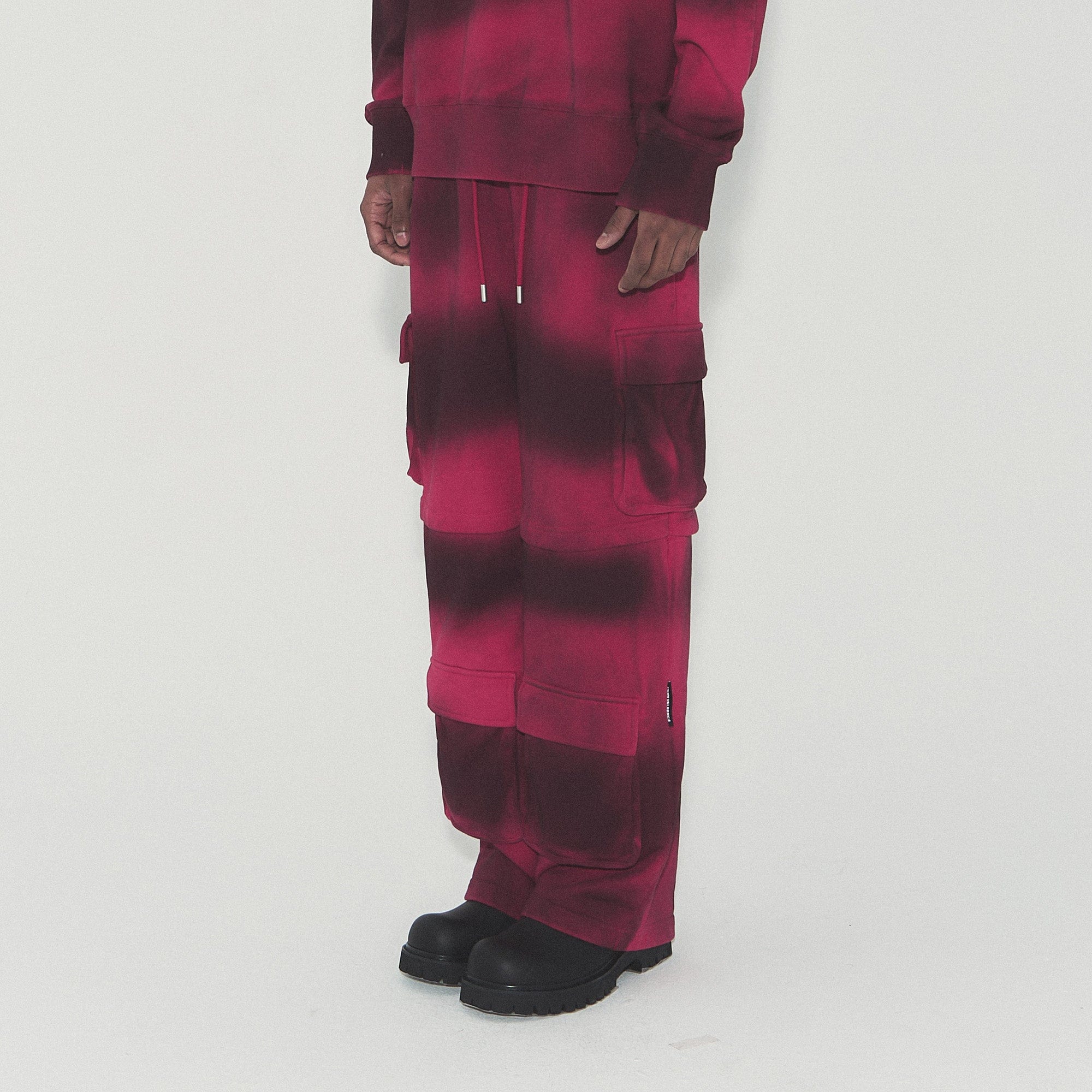 VANN VALRENCE Ombre Stripe Multi-Pocket Drawstring Sweatpants